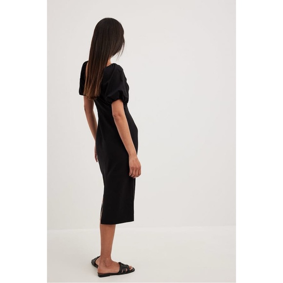 Na-kd and Lydia Tomlinson Sweetheart Black Linen Blend Dresss - Picture 3 of 6